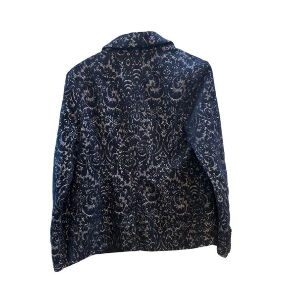 CAbi Womans Sz 4 Navy Jacquard Brocade Paisley Blazer Jacket Wool Blend Lined - Picture 5 of 9